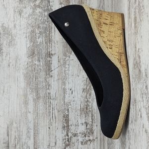 🟦Life Stride Black Canvas & Cork Wedge Heel